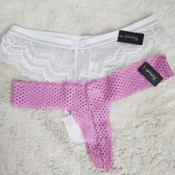 NEW Frederick's of Hollywood Thong Floral Sheer Lace Two Piece Panty Set - Picture 1 of 9